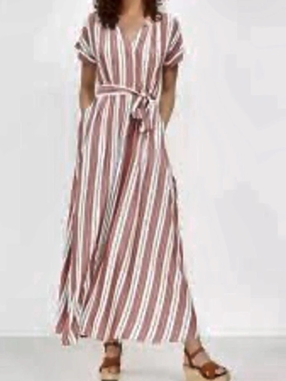 LOFT Striped Maxi Dress in Pink & White